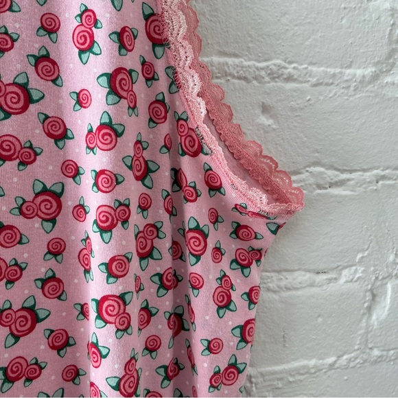 Vtg Mary Engelbreit Dreamwear Nightgown Womens Pink Floral Crochet Trim Cottage - Picture 10 of 13